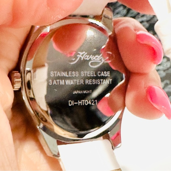 Ed Hardy Swarovski Crystals White Band Watch - Picture 5 of 9